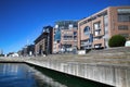 OSLO, NORWAY Ã¢â¬â AUGUST 17, 2016: People walking on modern district on street Stranden, Aker Brygge district with lux Royalty Free Stock Photo